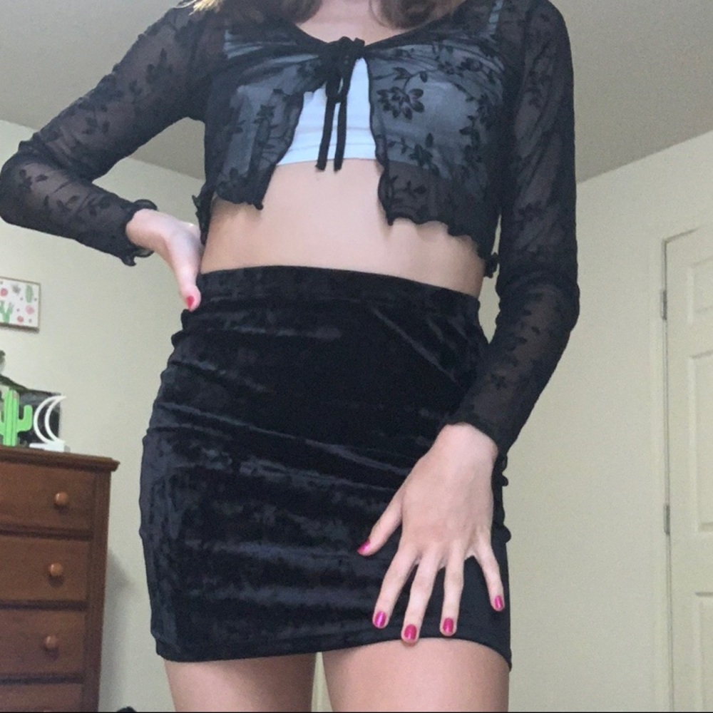 Black Velvet Mini Skirt